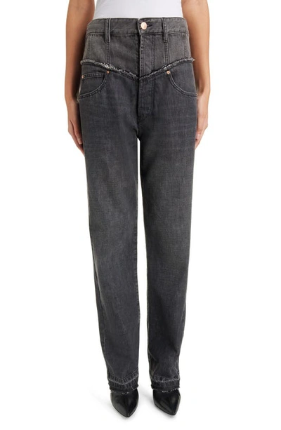 Isabel Marant Vetan Faded Cotton Denim Straight Jeans In Blue