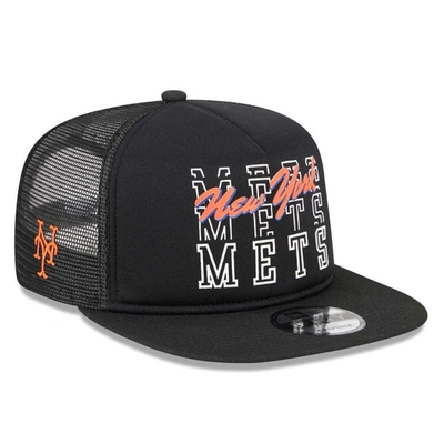 New Era Black New York Mets  Street Team A-frame Trucker 9fifty Snapback Hat