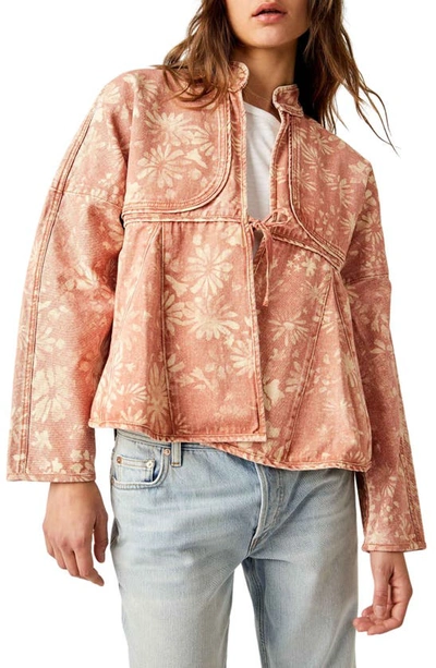 Free People Lua Bed Jacket In Apricot Combo
