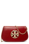 Tory Burch Reva Leather Clutch In Brick