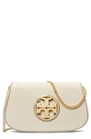 Tory Burch Reva Flap Leather Clutch Bag In New Ivory