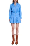 Maje Audrela Long Sleeve Cotton Blend Shirtdress In Blue