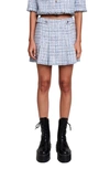 Maje Womens Bleus Jolinete Branded-button Pleated Tweed Mini Skirt