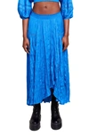 Maje Checked Asymmetric Midi Skirt In Bleus