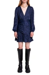 Maje Womens Bleus Rianne Satin Mini Dress In Blue