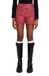 Maje Chain-link Trim Tweed Shorts In Red