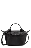 Longchamp Extra Small Le Pliage Xtra Leather Top Handle Bag In Black