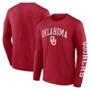 FANATICS FANATICS BRANDED CRIMSON OKLAHOMA SOONERS DISTRESSED ARCH OVER LOGO LONG SLEEVE T-SHIRT