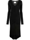 Isabel Marant Black Longsleeve V-neck Midi Dress In Black