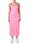 Endless Rose Women's Contrast Binding Midi Dress In Pink/fuchsia