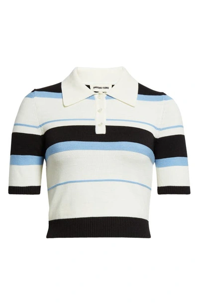 Shushu-tong Stripe Short Sleeve Crop Polo Sweater