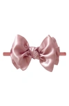 Baby Bling Tulle Fab Bow Headband In Antique Pink
