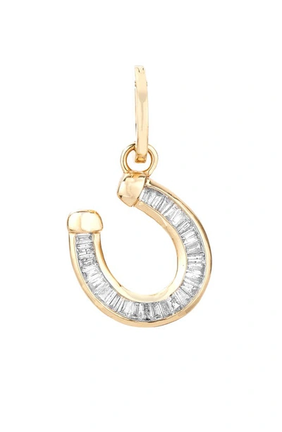 Adina Reyter 14k Yellow Gold Diamond Baguette Horseshoe Pendant