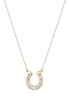 Adina Reyter Baguette Diamond Horseshoe Pendant Necklace In Yellow Gold