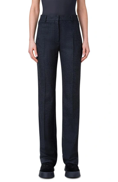 Akris Marilyn Wool Flannel Stretch Bootcut Trousers In Charcoal