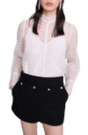 Maje Womens Blanc Citella Embroidered Cotton-blend Shirt