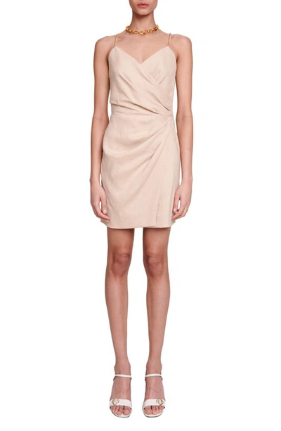 Maje Short Draped Dress For Spring/summer In Beige