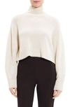 Theory Funnel-neck Cropped Cashmere Jumper In Ivory
