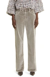 Brunello Cucinelli 5-pocket Vintage Washed Velvet Straight-leg Trousers In Gray