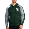 G-III SPORTS BY CARL BANKS G-III SPORTS BY CARL BANKS GREEN MICHIGAN STATE SPARTANS NEUTRAL ZONE RAGLAN FULL-ZIP TRACK JACKET H