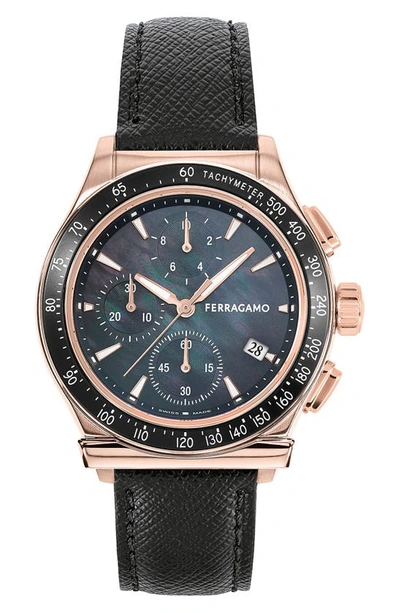 Ferragamo 1927 Chronograph, 38mm In Black