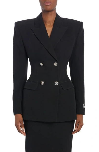 Versace Double Breasted Blazer In Black