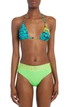 VERSACE BAROCCODILE PRINT TRIANGLE BIKINI TOP