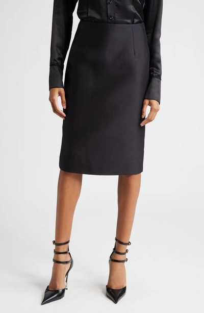 Versace High-waisted Zipped Skirt In Black