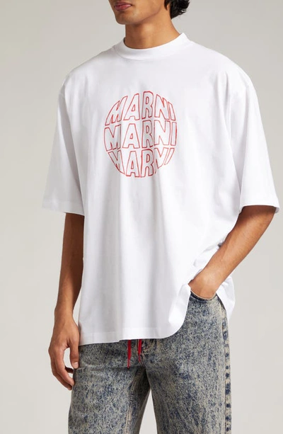 Marni Logo-print Cotton T-shirt In White,red