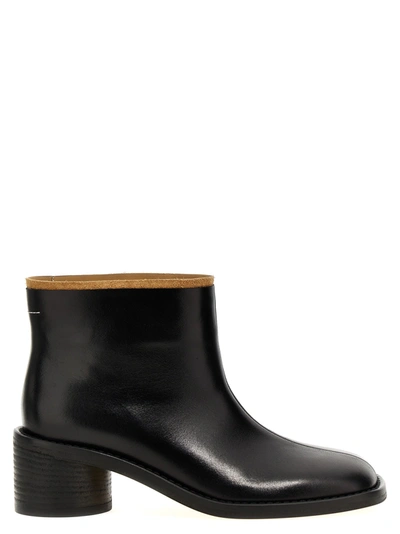 Mm6 Maison Margiela Square Toe Ankle Boots In Black