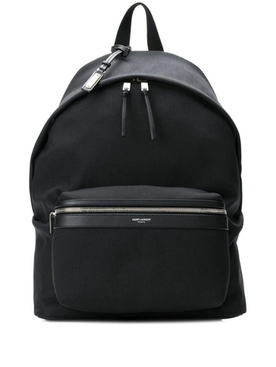 Saint Laurent Leather City Backpack Adjustable Straps Handle In Black