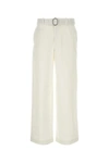 Jil Sander White Cotton Wide-leg Pant In White