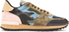 VALENTINO GARAVANI Green & Blue Valentino Garavani Camo Rockrunner Sneakers