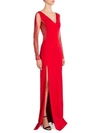 VERSACE Sheer-Sleeve Cady V-Neck Gown