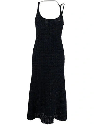 3.1 Phillip Lim Sl Cotton Blend U-nk Knit Dress Clothing In Bl028 Black Navy