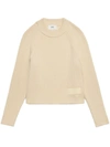 Ami Alexandre Mattiussi Ami Paris Long Sleeve Crew-neck Sweater In Ivory