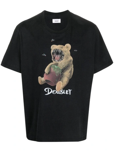 Doublet Printed Cotton T-shirt In Black