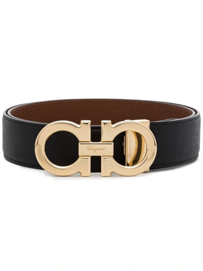 Ferragamo Gancini Reversible Belt In Black