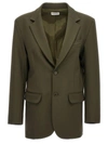P.a.r.o.s.h Green Single-breasted Stretch Wool Blazer In Green