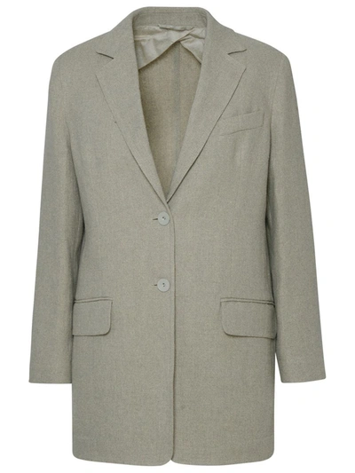 Max Mara Sand Linen Adelchi Blazer Jacket In Cream