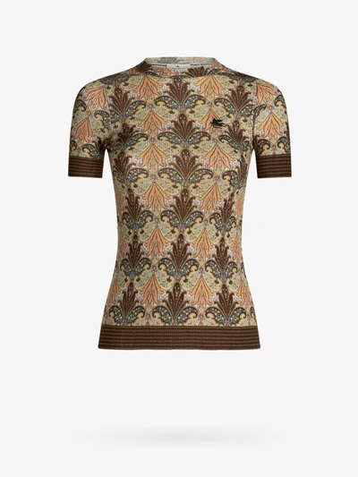 Etro Wool Crewneck Top In Neutrals