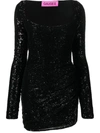 Gauge81 Evry Sequined Square-neck Mini Dress In Black