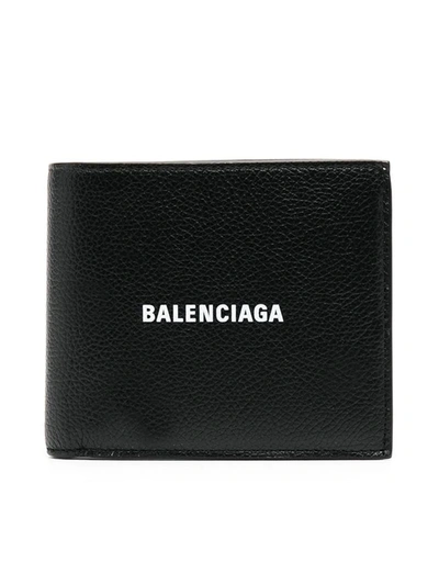 Balenciaga Logo Print Wallet In Black