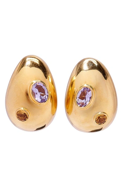 Lizzie Fortunato Studded Gold Mini Arp Earrings