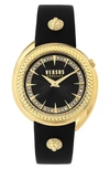 Versus Tortona Leather Strap Watch, 38mm In Ip Yellow Gold