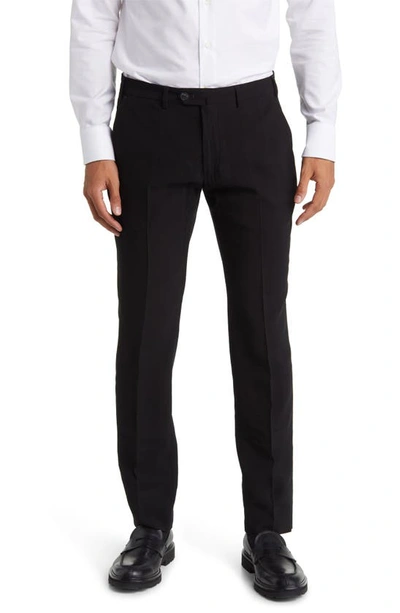 Emporio Armani Men's Solid Twill Flat-front Pants In Solid Black