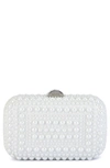 Olga Berg Ari Hotfix Imitation Pearl Clutch In White