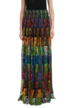 Chloé Multicolor Pleated Silk Maxi Skirt In 9ca-multicolor 1