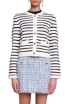 Maje Gestreifter Cardigan In Navy / Ecru