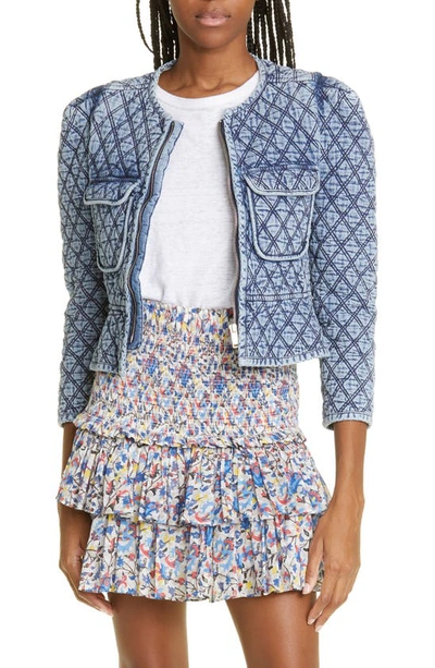 Isabel Marant Étoile Deliona Quilted Cropped Jacket In Light Blue
